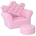 HOMCOM Sofá para Niños con Reposapiés Sillón Infantil Decorativo con Respaldo Alto en Forma de Corona y Reposabrazos Acolchado 58x40,5x49 cm Rosa