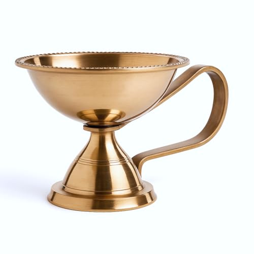 Image of Brass Kapoor Dani for Puja | Karpur Diya Kapoor Dani Brass with Handle | Brass Kapoor Diya for Puja | Kapur Diya for Aarti | Brass Kapoor Dani for Home Temple
