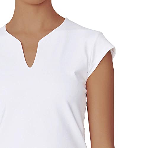 Saadiya Tennis Shirts For Women Short Sleeves, Solid Golf T Shirts V-Neck Running Shirts White thumb #1