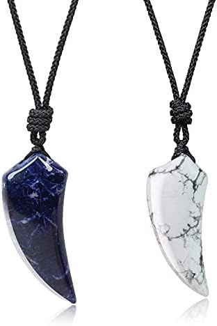COAI Matching Couples Wolf Tooth Amulet Stone Pendant Necklaces