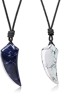 COAI Matching Couples Wolf Tooth Amulet Stone Pendant Necklaces