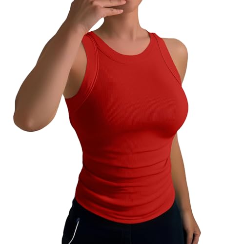 Schwarz Tank Top Damen Racerback Sommer Oberteile Gerippt Slim Fit...