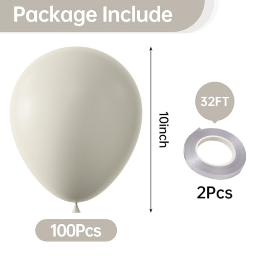Image of KALOR 10 Inch Retro White Sand Balloons, 100 Pcs Latex Helium Balloons for Birthday Party Baby Shower Wedding Graduation Graduation Party Decorations
