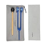 Craymin Diapasón, Juego de diapasón médico 128 HZ con Golpe del mazo y Bolsa de Terciopelo, Instrumentos de diapasón aleación Aluminio((azul)