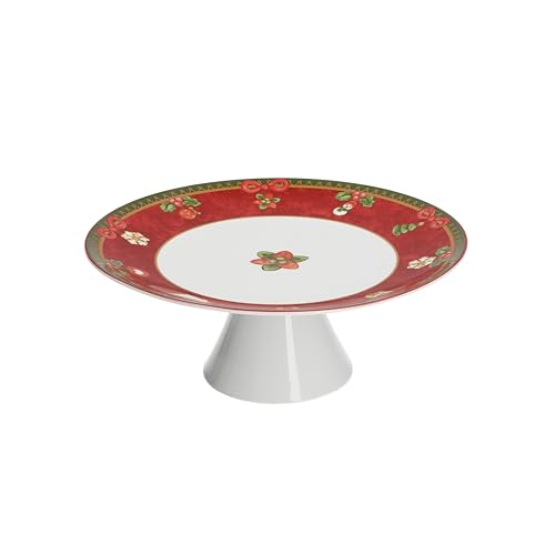 THUN, Alzatina in Porcellana, Versione Media, Linea Desideri di Natale, Decorata con Angelo e Icone Natalizie Idea Regalo, 27.5 cm