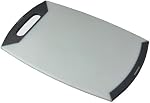 Kichen Cutting Board | Dishwasher Safe | Reversible Design | Chopping Food | Baking Cooking Meat, Black/White 12.5-in x 8-in Non-Slip Poly Cutting Board with Soft Grip Edges