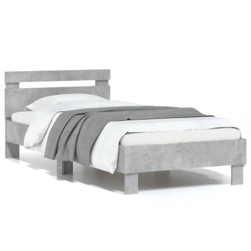 CKioict Somier Doble Estructura Cama Juvenil Estructura de Cama cabecero Luces LED Gris hormigón 75x190 cmpara Dormitorio o habitación de Invitados
