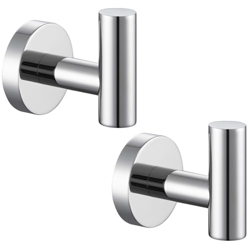 Angle Simple Bathroom Towel Hooks, 2 Pack Robe Coat Hooks, Polished Chrome