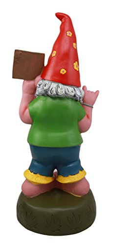 Atlantic Collectibles Pot Loving Hippie Garden Gnome Statue Organically Grown Grass Happy Gnome Patio Outdoor Poolside Figurine 13.5" H #TOP2