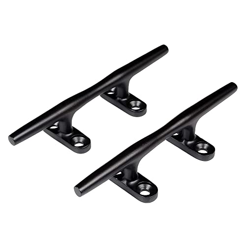 Image of MIZUGIWA Boat Cleat Marine 316 Stainless Steel Open Base Deck Cleat Black 2pcs