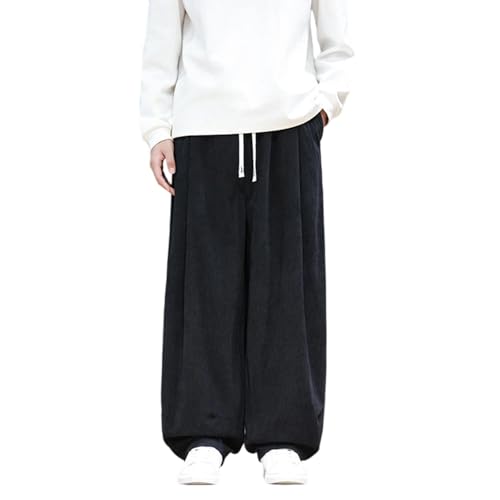 Pantalon décontracté homme en velours côtelé marron coupe droite élastique