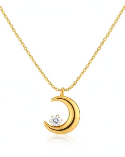 SCJJZ collier acier inoxydable femme,collier femme, Collier Femme Or Collier Lune Femme Or Acier Inoxydable Collier Pendentif Lune Collier prenom Femmes Filles...