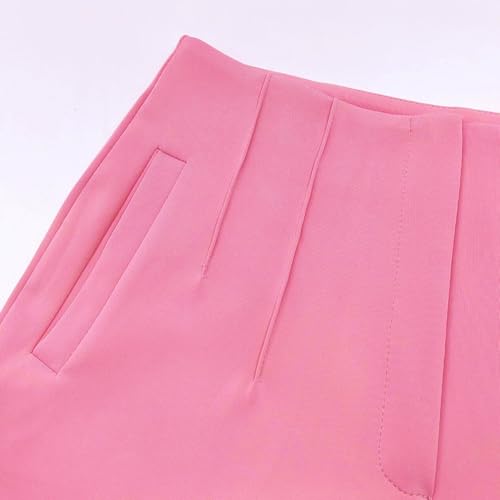 Womens High Waisted Pants 2025 Trendy Pleated Straight Leg Dress Pant Business Work Casual Trousers with Pockets Size Small Pink2