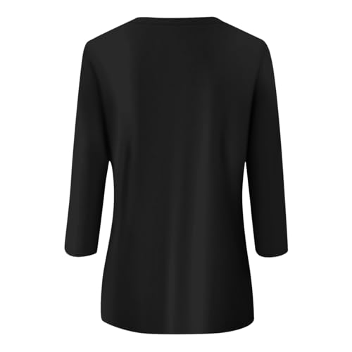 HTHLVMD Womens 3/4 Length Sleeve Tops 2025 Fall Fashion Floral Print Crewneck Causal Trendy Tunic Tops for Women