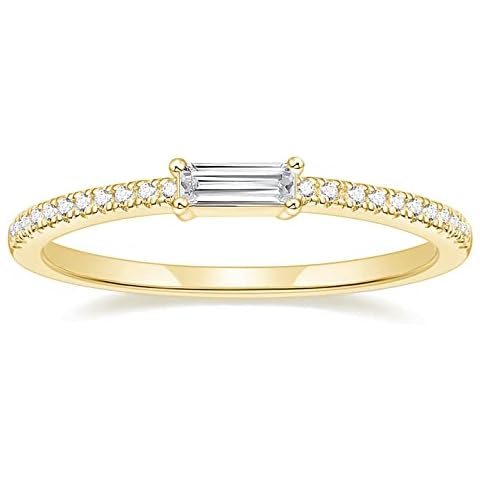 TIGRADE 1.5mm Eternity Ring Baguette Cubic Zirconia Anniversary Ring CZ Pave Wedding Band for Women Size 3-12, Gold, Size 6.5 Cover