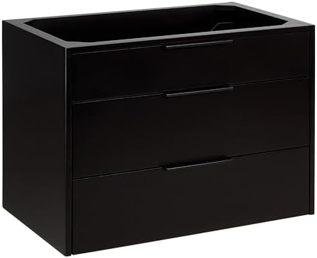 Signature Hardware 953673-30-RUMB Dita 30" Single Vanity Set with Wood Cabinet, Quartz Vanity Top, and Rectangular Sink - 1-1/2" Faucet Holes - Black/Carbon Black