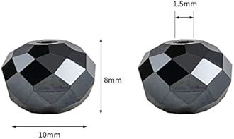 Novborcz 10mm Black Rondelle Glass Beads for Jewelry Making 250pcs Faceted Briolette Shape Crystal Spacer Beads Assortments Supplies Accessories for Bracelet Necklace for Wholesale