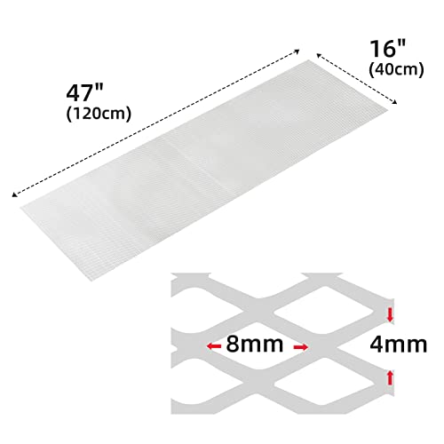 Image of AggAuto 47x16 inches Car Pickup Truck Grill Mesh Spoiler Bumper Vent Aluminum Alloy Automotive Grille Insert Air Intake Racing Rhombic Hole 4x8mm Silver