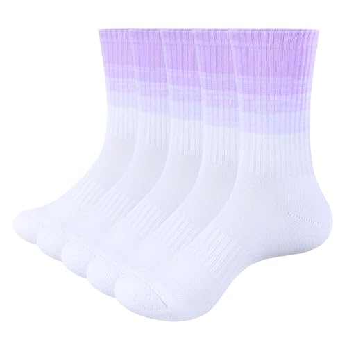 Image of YUEDGE Womens Cushioned Athletic Crew Socks, 5 Pairs