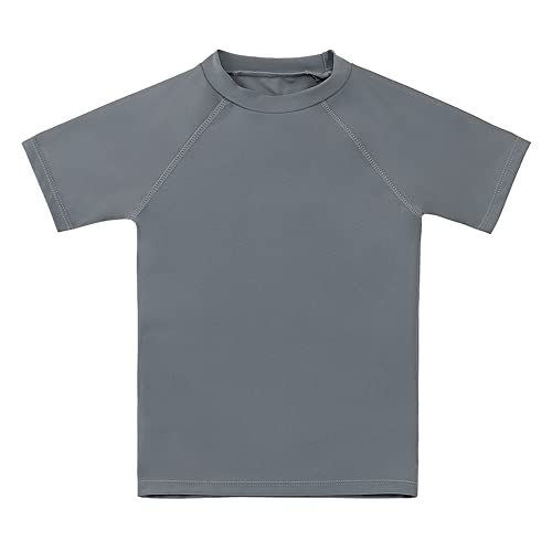 Boys' Short Sleeve Rashguard Swimwear Rash Guard Athletic Tops Swim Shirt UPF 50+ Sun Protection, Dark Gray 3T