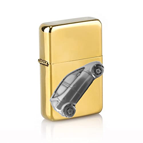 Polo de coche alemán 111 6n ref330 3d Diseño de efecto peltre en un encendedor de gasolina abatible a prueba de viento ORO recargable..