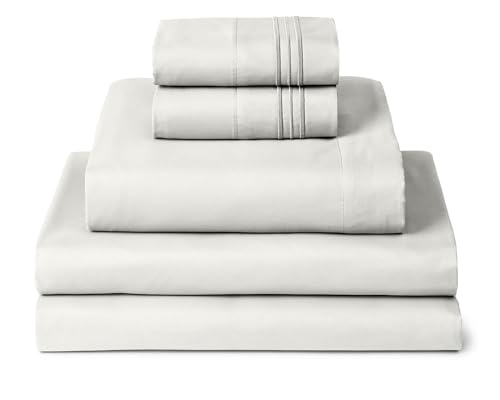 Mellanni Split King Sheets Set - 5 PC Iconic Collection Bedding - Hotel Luxury, Extra Soft, Cooling Bed Sheets - Wrinkle, Fade, Stain Resistant (Split King, Ivory)