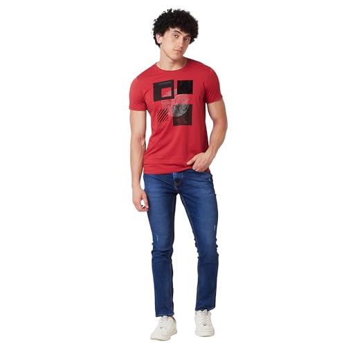 Image of Spykar Men's Slim Fit Round Neck Half Sleeve Solid Casual T-Shirt