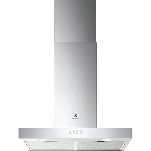 Electrolux LFT416X Campana extractora de pared, 60 cm, 3 velocidades, Potencia máxima 600 m3/h, Control botones, Luces LED, Filtro de carbón lavable antigrasa, Chimenea incluida, Inox, Clase C