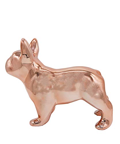 Nayothecorgi French Bulldog Statue - Metallic Rose Gold Standing Ceramic Dog Statue - Decorative Dog Sculpture For Garden Or Home Décor - French Bulldog Dog Outdoor Statue - (9.5” X 4” X 7.75”) #TOP2