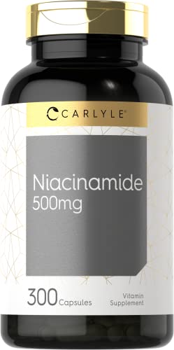Niacinamide | 500mg | 300 Capsules | Non-GMO, Gluten Free | Niacin Supplement | by Carlyle