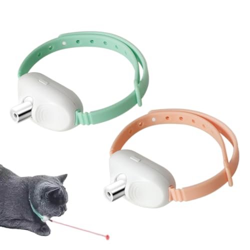 Giochi per Gatti, 2 pcs, Interattivi Giochi Gatto, collare puntatore automatico per gatti, collare interattivo per animali domestici per interni per, Multicolore, 1 rosa e 1 verde