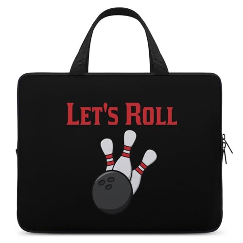 Bowling Let's Roll Fashion Laptop Sleeve Bag for Women Men Computer Carrying Case Protective Cover 15inch Bowling Let's Roll Fashion Laptop Sleeve Bag for Women Men Computer Carrying Case Protective Cover 15inch