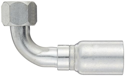 Image of EATON Weatherhead Coll-O-Crimp 16U-676 90 Degree Female Swivel Tube Elbow Fitting, SAE 37 Degree, Low Carbon Steel, 1 inch Hose ID, 1 inch Tube Size