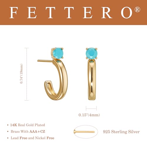 FETTERO Gold Hoop Earrings for Women, 14K Gold Plated Open C Shape Hoops Lightweight Chunky Gold Earrings, Hypoallergenic Gold Earrings for Women Ear Piercing Jewelry Gifts