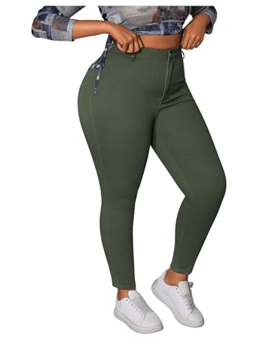 WDIRARA Women's Plus Size Jeans High Waisted Stretchy Skinny Denim Pants