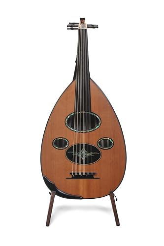 Oudandmore Luxury Collection Cedar Top Walnut Arabic Oud Instrument – Handmade Masterpiece with Mother of Pearl Inlay and Free Padded Gigbag Case