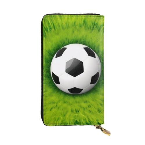 Stylish Football On Grass Long Leather Wallet For Women, Large Capacity Pu Leather Purse, Phone Card Holder Case Credit Card Wallet, Classy Clutch For Ladies & Men
