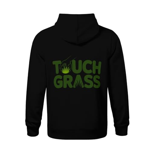 Kids Vintage Touch-Grass Boys Girls Lightweight Kangaroo Pocket Fleece Hoodies3