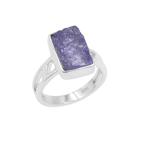 Bague tanzanite brute en argent sterling 925 taille US 8 pour homme et femme