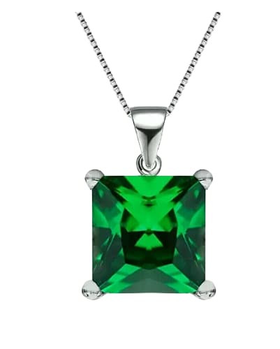 TISHYA JEWELLERS3Ct Emerald Necklace Set In 14K Gold Over 925 Solid Sterling Silver