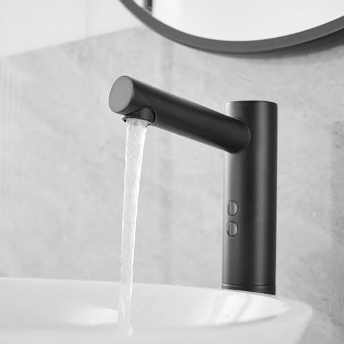 Bathfinesse Commercial Bathroom Touchless Faucet, Motion Activated Hands-Free Faucet For Bowl Sink, Hot & Cold Mixer Control, Battery Or Plug-In Powered, Black thumb #4