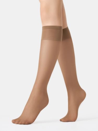 Image of MOOCHI Women's Sheer Knee High Stockings 6 Pairs 20 Denier Nylon Socks