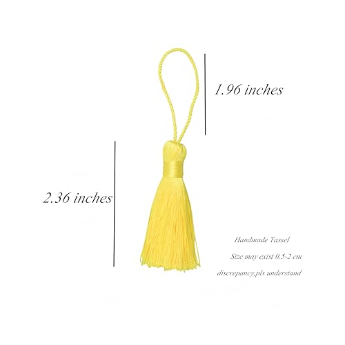 Image of 20Pcs 4.3 Inch Mini Craft Tassels for Earrings, DIY Crafts(Yellow) | Handmade soft terylene, 2-inch cord loop, small Chinese knot-for earrings, bookmarks, tags, souvenirs and DIY crafts.