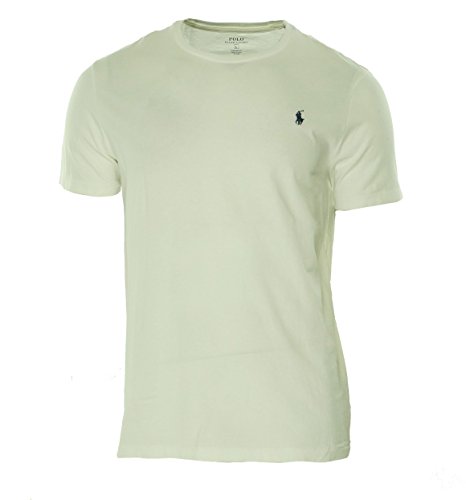 Ralph Lauren Polo Men Custom Fit Crew Neck Pony Logo T-Shirt (Large, White)