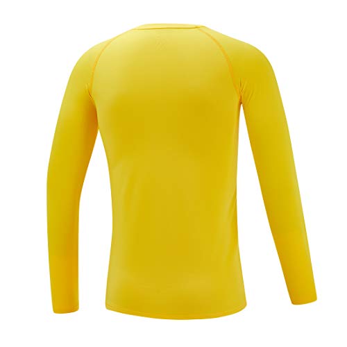 Devoropa Youth Boys Compression Shirt Long Sleeve Football Baseball Undershirt Quick Dry Sports Baselayer Yellow M thumb #2