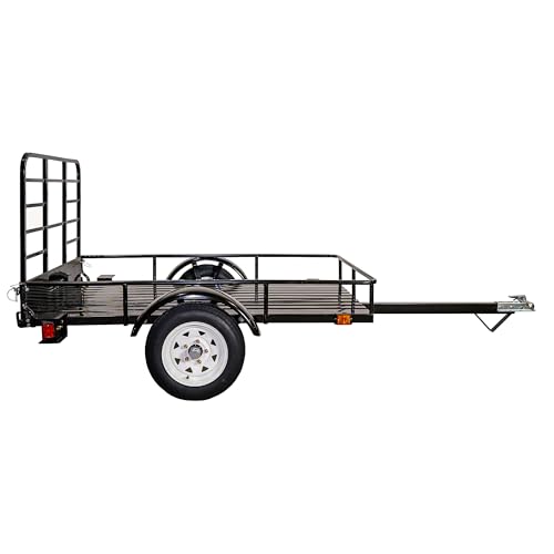 DK2 4 ft. x 6 ft. Single Axle Black UV Powder Coated Open Rail Utility...