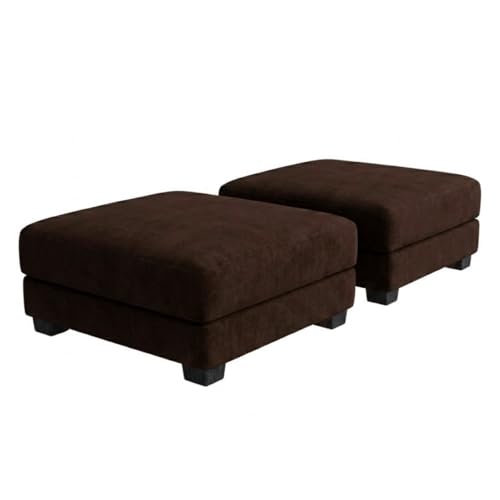 Image of SOCOZI Evanto 5 Seater L Shape Sofa Set with 2 Movable Ottomans | Flexible Layout| Soft Velvet Suede Fabric|Modern Sofa | Plush Comfort Cushions for Living Room (Dark Brown-Cream)