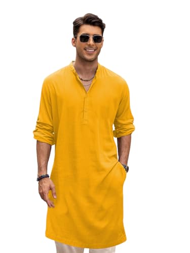 Chemise jaune homme S BE Active vêtement décontracté manches longues