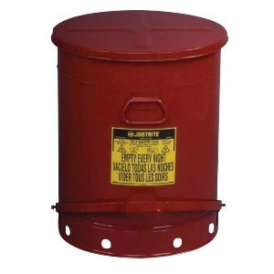 Oily Waste Can, 21 Gal, Steel, Red