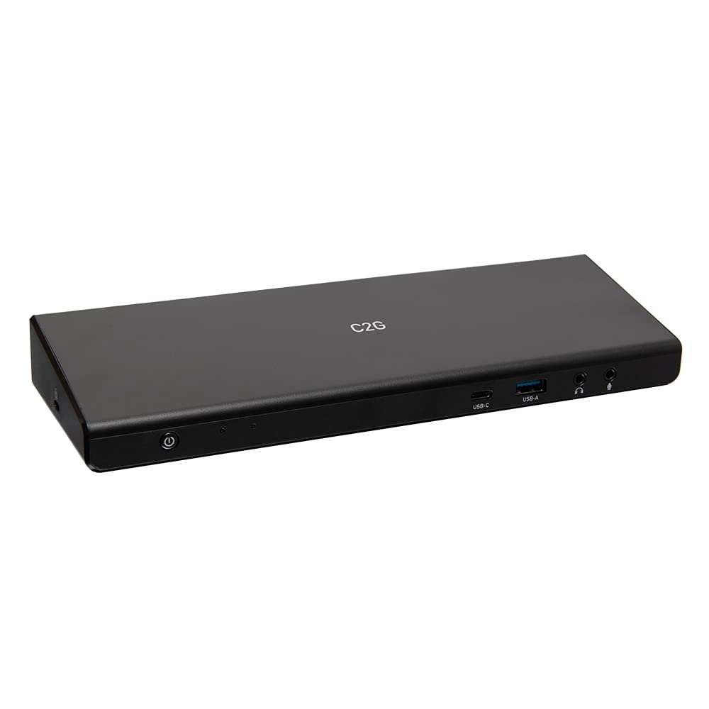 C2GUSB-C Docking Station 12-in-1 Triple Display with HDMI, DisplayPort, Ethernet, USB, 3.5mm Audio and Power Delivery up to 85W - 4K 30Hz (TAA Compliant), Black